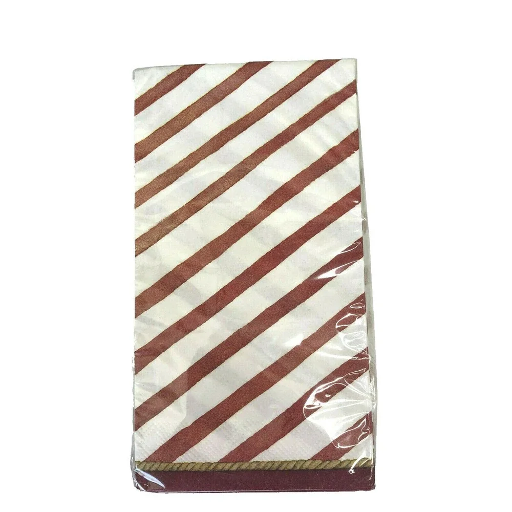 Christmas Red Stripe Paper Napkins Guest Bath Towels Holiday 20 PC Decoupage